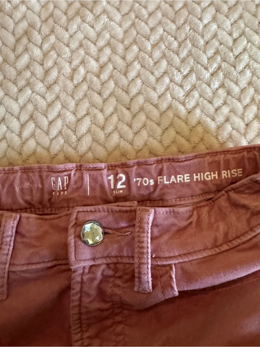 Girls GAP '70s Flare High Rise Pants in Dusty Rose Size 12 Slim